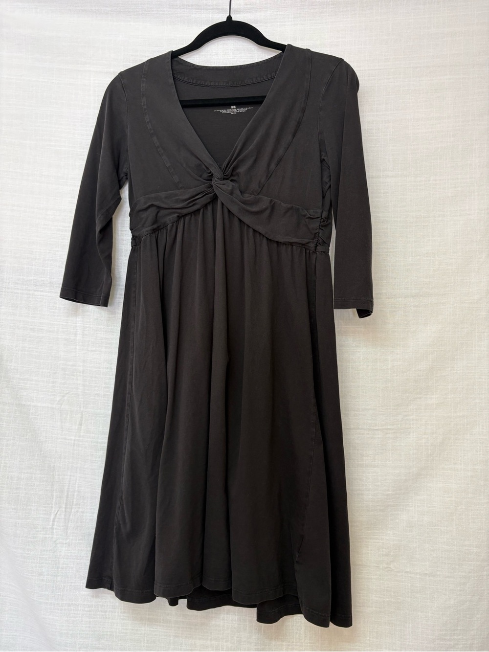 Patagonia Organic Cotton Black Knee Length 3/4 sleeve Dress Size Small